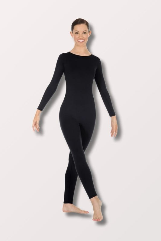 Eurotard Adult Microfiber Zipper Back Long Sleeve Unitard in Black Style 44130 at New York Dancewear Company