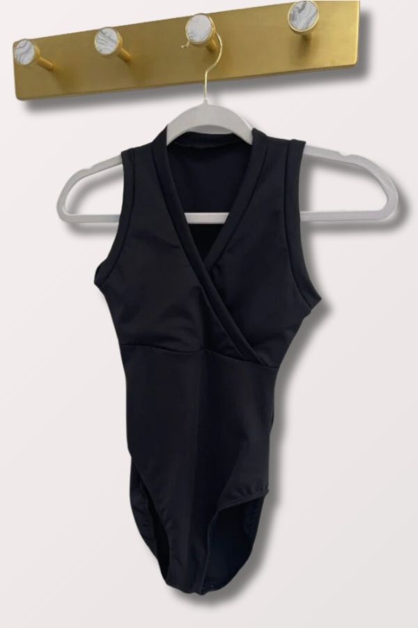 Eurotard Black Adult Wrap Front Tank Leotard Style 33794 at New York Dancewear Company