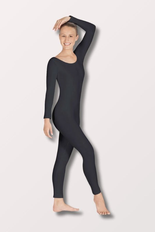 Eurotard Cotton Lycra Long Sleeve Unitard in Black Style 10129 at New York Dancewear Company