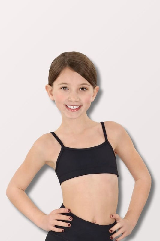 Eurotard Girls Front Lined Camisole Bra Top in Black Style 44561 at New York Dancewear Company