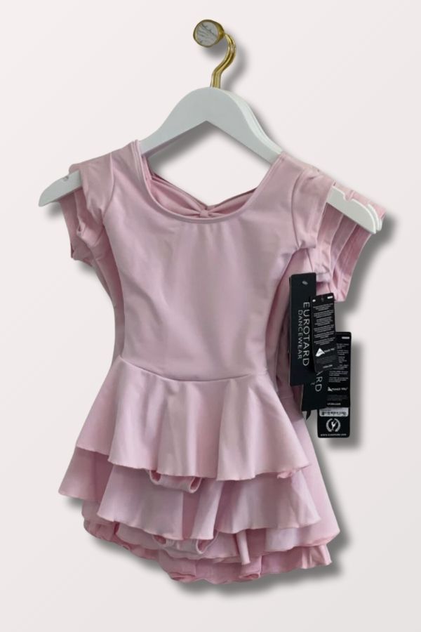 Eurotard Girls Microfiber Bow Back Cap Sleeve Dance Dress in Pink Style 44285 at New York Dancewear Company
