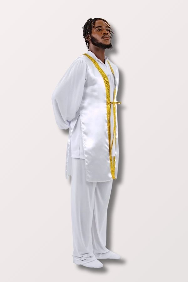 Unisex Rose of Sharon Satin Vest - White/Gold