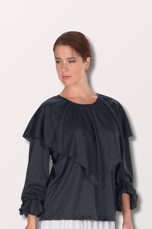 Eurotard Women's Humble Servant Shawl Collar Praise Top in Black Style 13736 at New York Dancewear Company