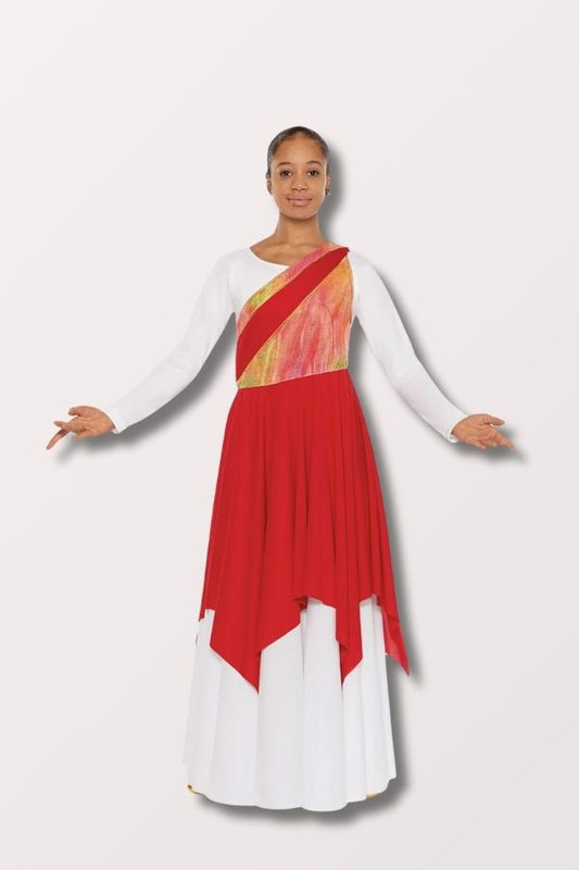 Women's Iridescent Asymmetrical Tunic - Citrus/Red