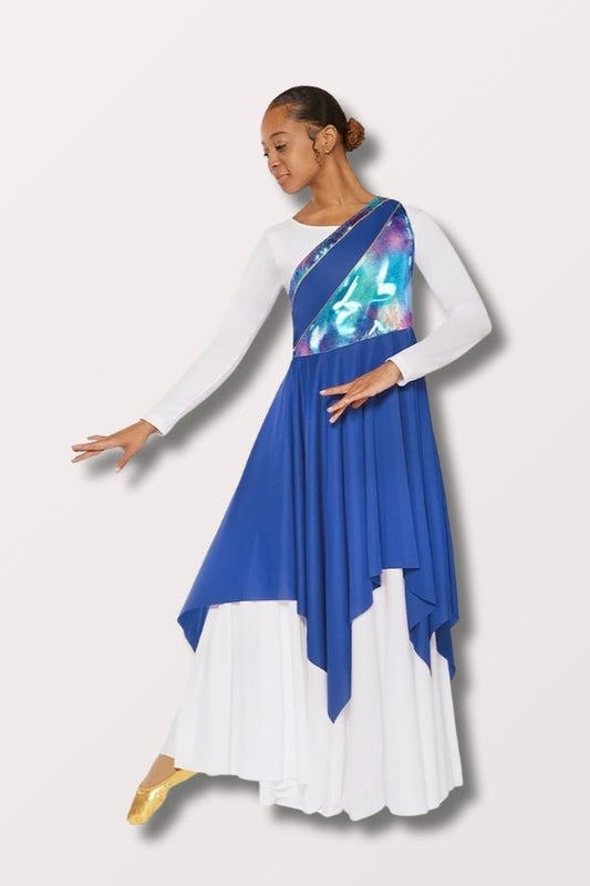 Eurotard Women's Iridescent Asymmetric Tunic in Sky/Royal Style 97567 at New York Dancewear Company