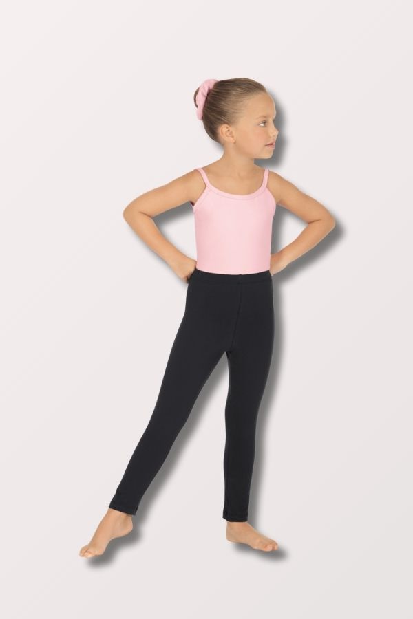 Eurotard Youth Unisex Cotton Lycra Ankle Leggings in Black Style 1066 at New York Dancewear Company