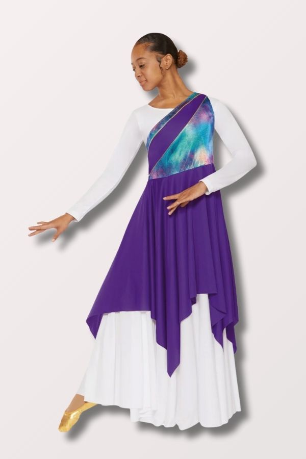Eurotard Women's Iridescent Asymmetrical Tunic in Sky/Purple Style 97567 at New York Dancewear Company
