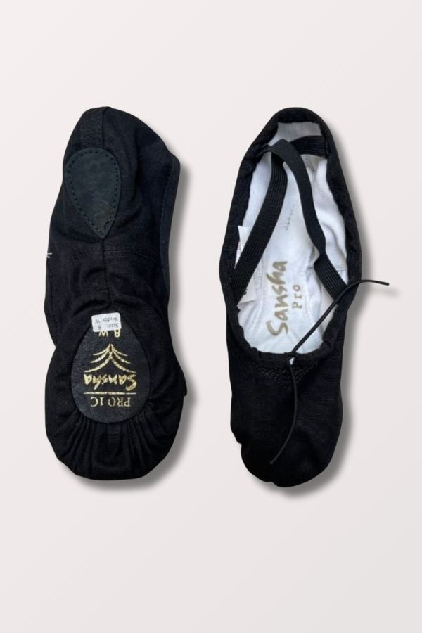 Sansha Pro1C Split Sole Canvas Ballet Shoes in Black Style Pro1C at New York Dancewear Company