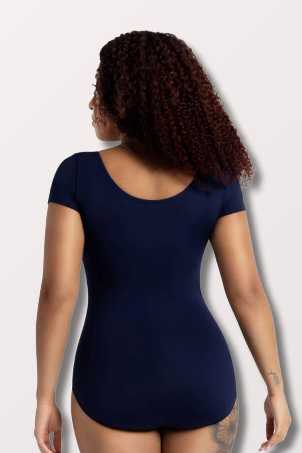 Capezio Team Basics Adult Nylon Short Sleeve Leotard in Navy Style TB133 at New York Dancewear Company